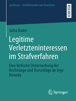 cover image of Legitime Verletzteninteressen im Strafverfahren